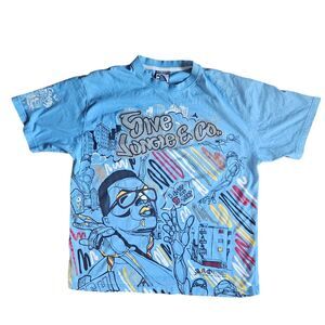 5ive Jungle Hip Hop T Shirt Size 2XL Blue NYC Queens Bronx Kings Richmend